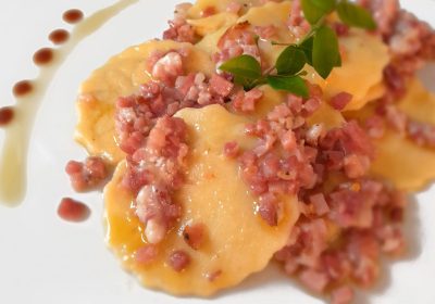 Croxetti con dadini di prosciutto crudo - ricetta chef Paolo Alberelli - Ristorante Doc - Borgio Verezzi
