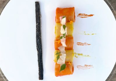 Paccheri Marulo bicolore e branzino - ricetta chef Giuseppe Marrazzo - Nettuno Lounge Beach - Torre Annunziata