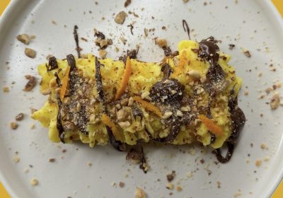 Pan Brioche con crema pasticcera e cioccolato fondente - ricetta chef Andrea Bava - Da Andrea Pizza Contemporanea - Perugia
