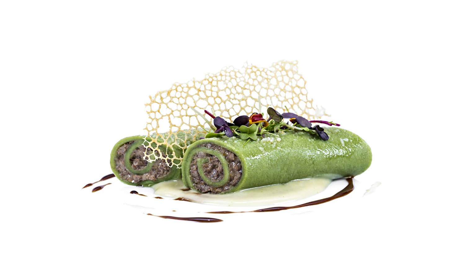Ricetta stellata "Cannelloni agli spinaci, Podolica, crema di patate e porri, riduzione di Aglianico" - chef Donato De Leonardis - Don Alfonso 1890 San Barbato * - Lavello