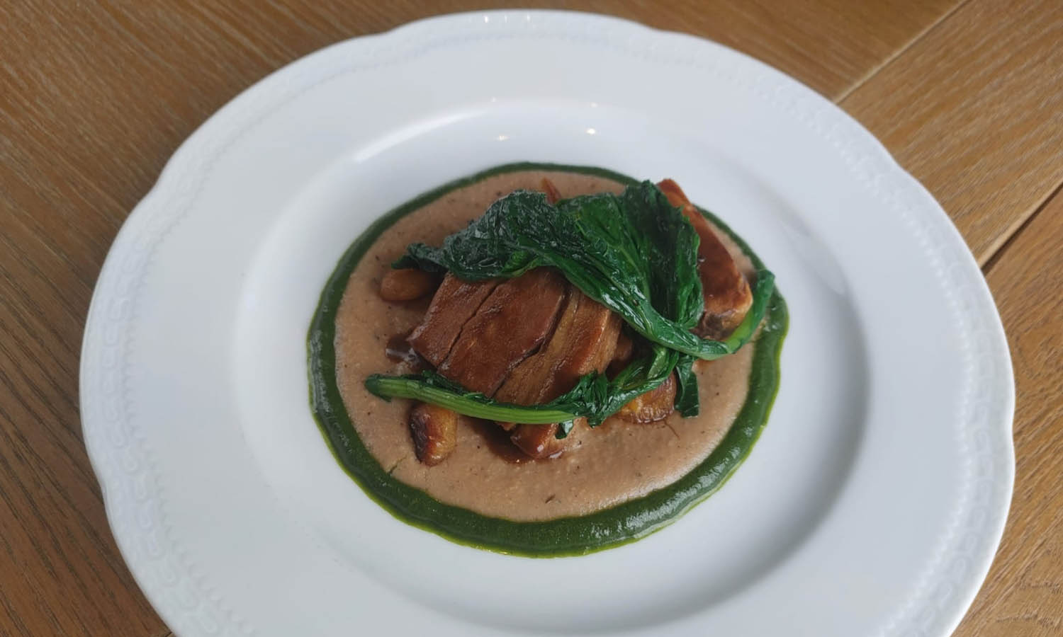 Biancostato di manzo, polenta di castagne, cime di rapa - ricetta chef Leonardo Spaccavento - Osteria Perano - Gaiole in Chianti