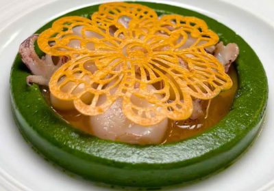 Ricetta stellata "Calamaretti, fagioli di Controne e scarole" - chef Michele De Blasio