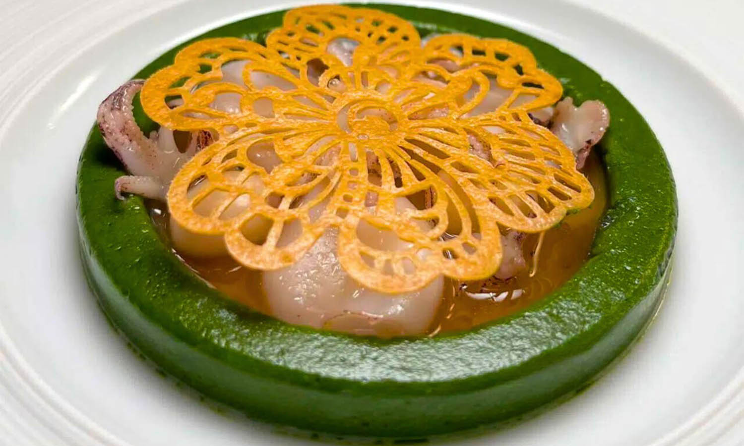 Ricetta stellata "Calamaretti, fagioli di Controne e scarole" - chef Michele De Blasio