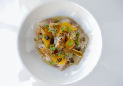 Carpaccio di ricciola in carpione - ricetta chef Mirko Lucidi - Attico sul mare - Grottammare