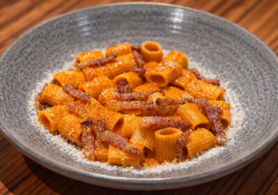 Bombolotti all’Amatriciana - ricetta chef Giuseppe Mulargia - Le Spighe - Roma