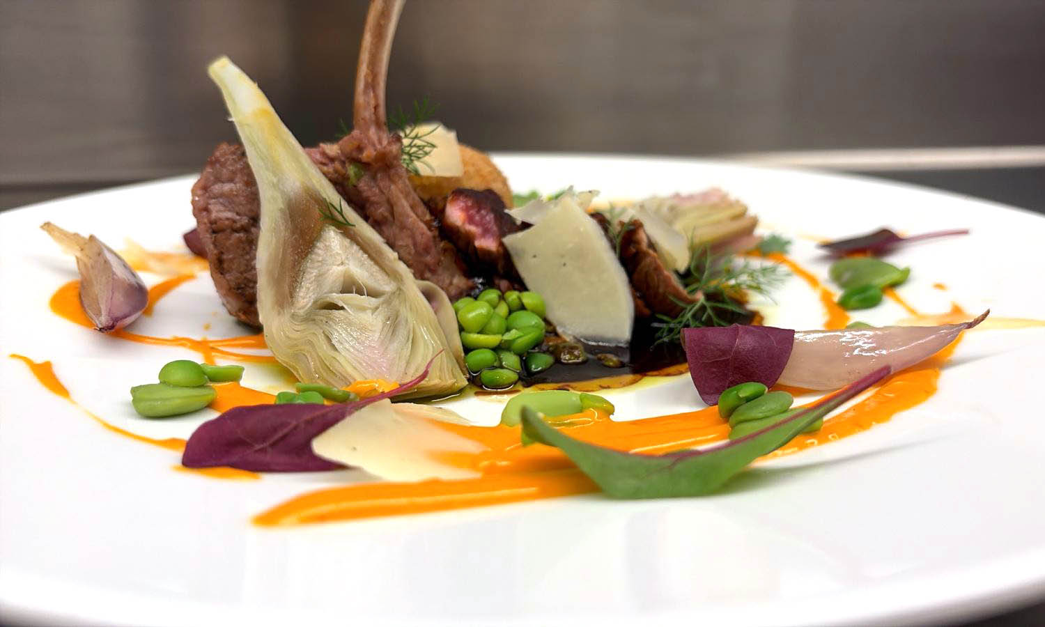 Ricetta "Agnello, cacio, ovo, liquirizia e zabaione salato" - ricetta chef Danilo Mancini - Anav&agrave; - Roma