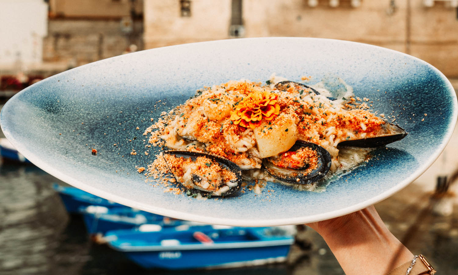 Ricetta "Riso patate e cozze" - chef Marco Renna - Azur - Monopoli