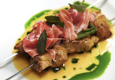 Ricetta "Saltimbocca allo spiedo" - chef Andrea Lattanzi - Taverna Flavia - Roma