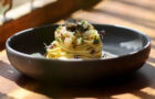 Ricetta "Tagliolino fresco, caviale, salicornia e carabineros" - chef Emanuele Lai - Flipper - Formentera